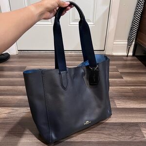 Coach Large Derby Midnight Navy Blue Soft Pebbled Leather Tote Bag